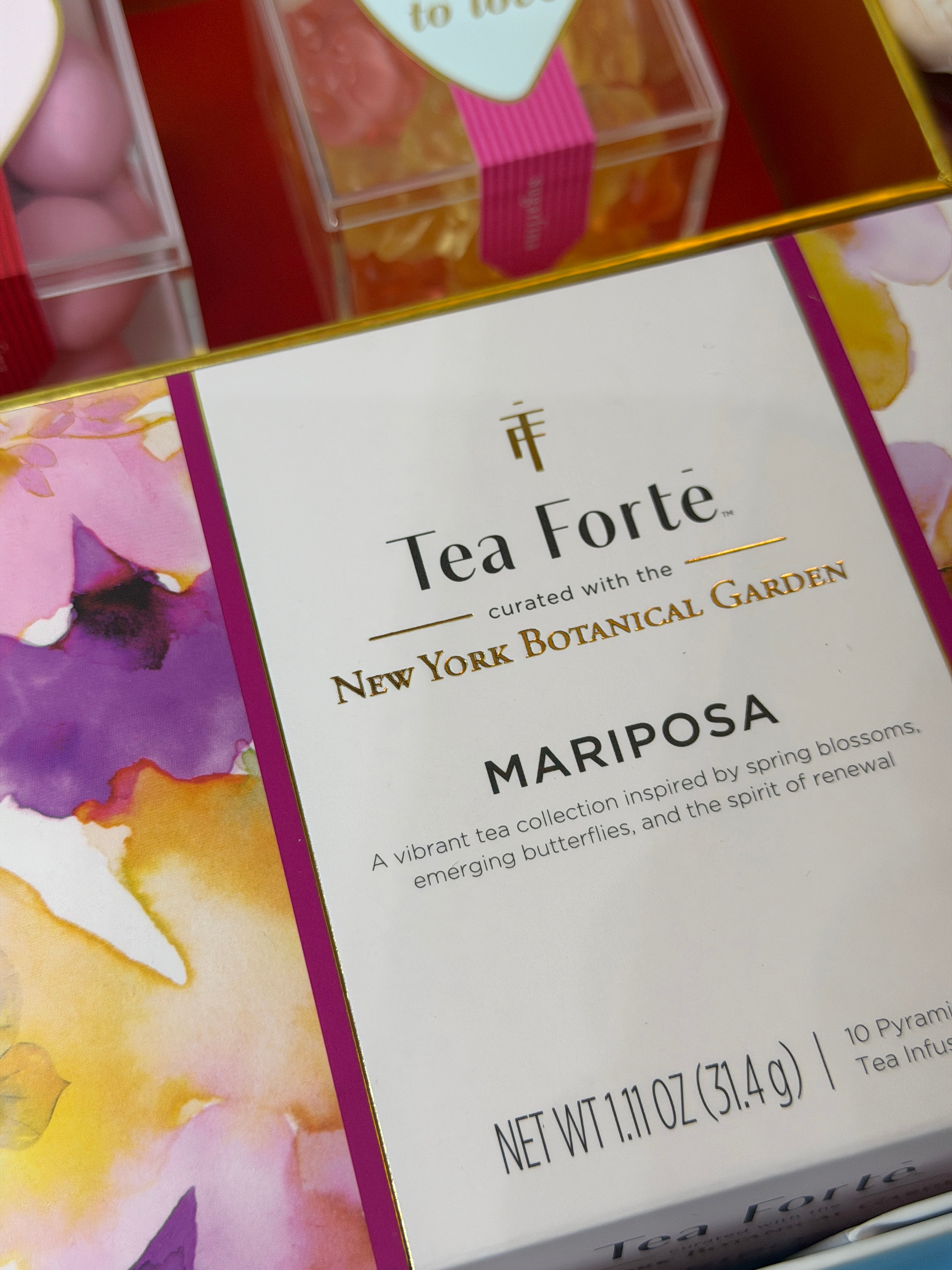 Tea Forté Mariposa tea box with colorful design